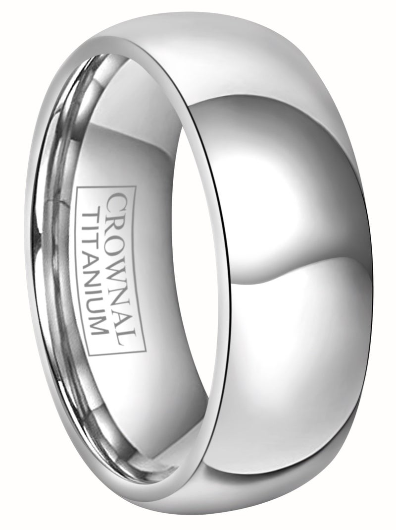 CROWNAL 4mm 6mm 8mm Titanium Wedding Couple Bands Rings Men Women Dome Polished Engraved I Love You Comfort Fit Size 4 To 16 (8mm,7) - Image 1